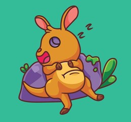 cute cartoon kangaroo sleeping. isolated cartoon animal illustration vector