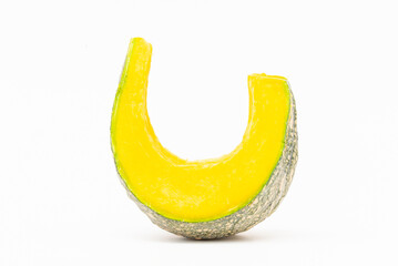 Cutout Slice Asian Pumpkin on White Background