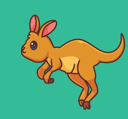 cute cartoon kangaroo jumping. isolated cartoon animal illustration vector