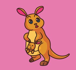 cute cartoon kangaroo family. isolated cartoon animal illustration vector