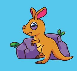 cute cartoon kangaroo tired. isolated cartoon animal illustration vector