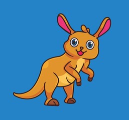 cute cartoon kangaroo smile. isolated cartoon animal illustration vector