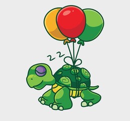 cute cartoon turtle balloon. isolated cartoon animal illustration vector