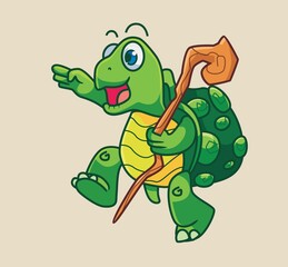 cute cartoon turtle running. isolated cartoon animal illustration vector