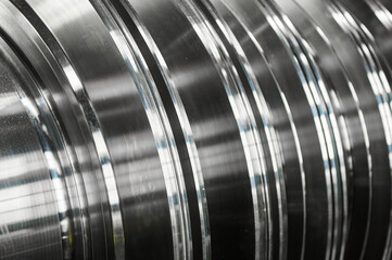 Fototapeta premium New rotor of powerful steam turbine in plant workshop