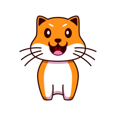 Cat character vector template. Cute cat sitting vector
