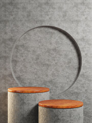 podium product stand stage promotion with stone and wood
