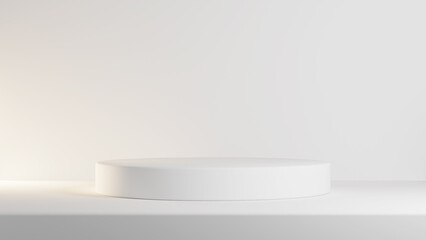 3d render podium product stand stage promotion with white cylinder