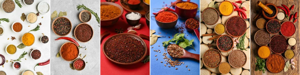 Fotobehang Collection of aromatic spices on table © Pixel-Shot