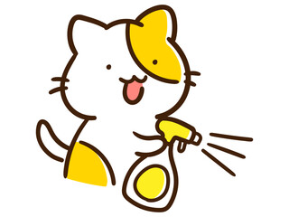 アルコール除菌をするかわいいデフォルメイラスト