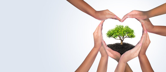 earth day and earth day It's a diverse group of people who come together to build hands, hearts that connect to protect the environment. and promote conservation and climate change issues.