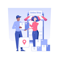 Shipping orders isolated concept vector illustration. Online store owner sends parcels via courier service, shop delivery, business idea, digital marketing, advertising agency vector concept.