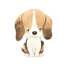 Watercolor Beagle. Dog illustration for kids