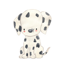 Watercolor Dalmatian. Dog illustration for kids
