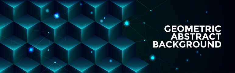 Obraz premium Glowing Cubes Futuristic Geometric Abstract Background