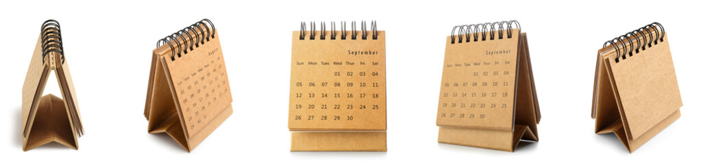 Set of stylish calendar on white background