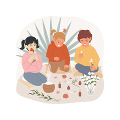 Aromatherapy isolated cartoon vector illustration. Relaxation room for autism children, aromatherapy session, kids with special needs, calming activity, daycare center facility vector cartoon.