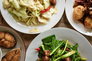 many food on the table,for family