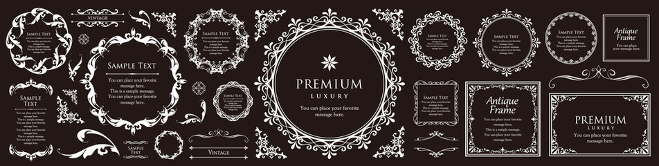 高級感のある　フレームデザイン　テンプレートセット　ラグジュアリー　ゴージャス　ビンテージ　アンティーク