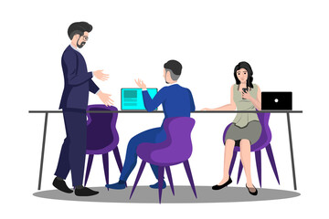 Business characters working in office. Discussing and Meeting in Office.