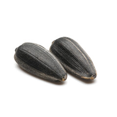 Dry sunflower seeds on white background