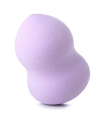 Lilac makeup sponge on white background