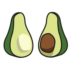 sliced avocado fruit illustration vector design