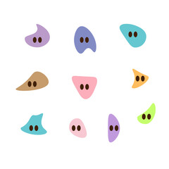 Cute abstract cartoon character pastel color with white background, isolated vector, trendy color