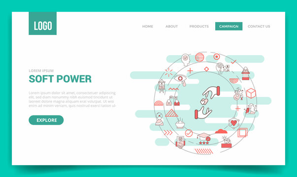 soft power concept with circle icon for website template or landing page homepage