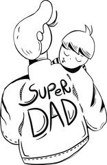 Illustration of a father with a child on his lap