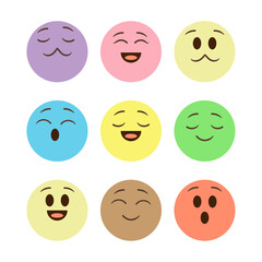 Pastel color emoticon with various expression, trendy color