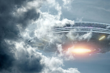 flying saucer in the sky, ufo. mixed media © Aliaksandr Marko