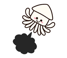 墨を出すイカのキャラクター