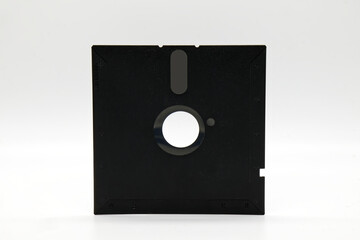 Vintage Floppy Disk 5.25 inch. Retro storage technology on white background.