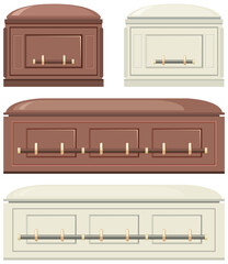 Set of different coffins isolated
