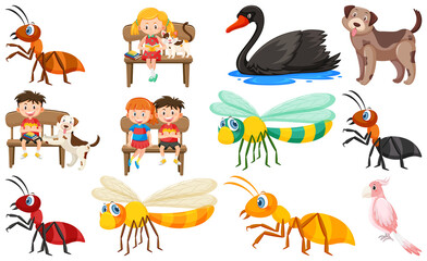 Fototapeta na wymiar Set of various wild animals in cartoon style