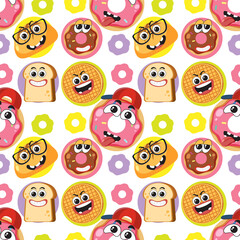 Fototapeta premium Cartoon food and dessert seamless pattern