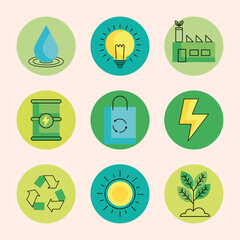 nine eco energy icons