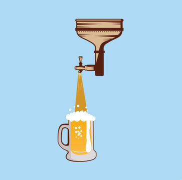 Brewery Funnel Beer Taps Design Illustration