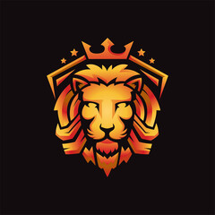 golden royal lion kings head mascot vector