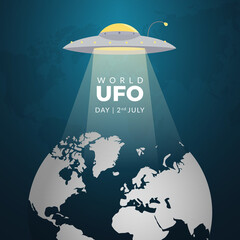 World UFO Day 2nd July illustration on night galaxy gradient color background © Harahap