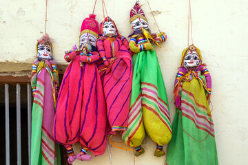 Colorful Indian puppets for sale in Mandawa India