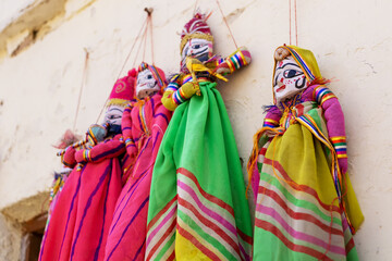 Colorful Indian puppets for sale in Mandawa India