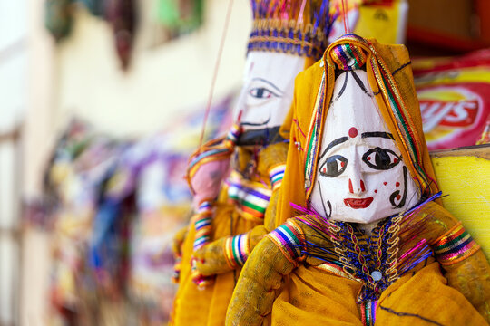 Colorful Indian puppets for sale in Mandawa India