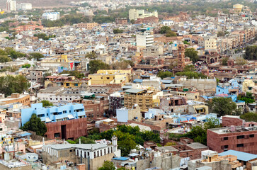 Fototapeta na wymiar View of The Blue City in Jodhpur, India