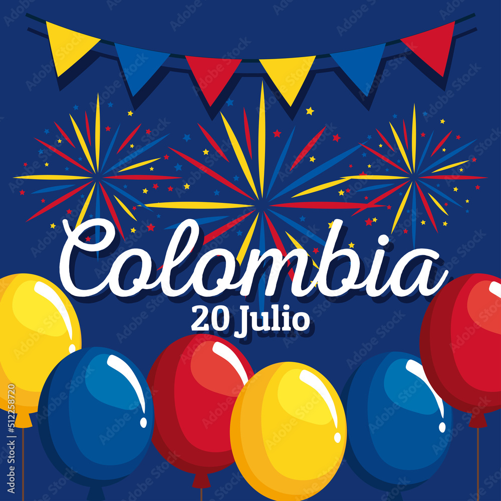 Wall mural colombia independence day card