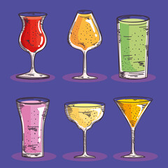 cocktails drinks six icons