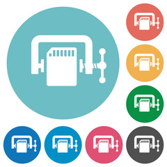 SD memory card compress solid flat round icons