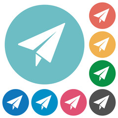 Paper plane solid flat round icons
