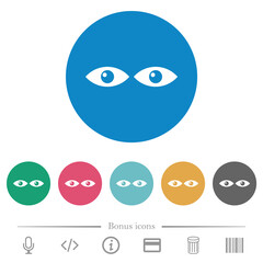 Watching eyes solid flat round icons